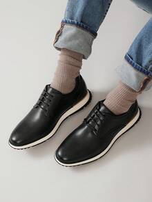 SHUZIA 男士百搭优雅时尚正装运动鞋牛津经典休闲系带鞋 - 黑色 - 查看 2