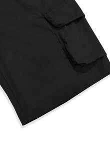 Manfinity Homme 男士夏季宽松翻盖口袋侧边工装短裤 男士休闲短裤 男士黑色短裤 男士黑色工装短裤 男士短裤口袋 男士工装短裤 日常休闲、周末旅行、远足、轻松的工作环境、送给男友/老公的礼物、周年纪念/生日礼物、派对、夏季假期 男士休闲短裤 男士黑色短裤 男士短裤 - 黑色 - 查看 5