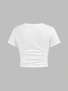 Tween Girls Bestselling Leaf Print 2 Pieces Knit Set, Casual, Fashionable, Versatile, Suitable For Outings, Sister Photo Shoots, Park Trips, Camping, Vacations, Daily Casual Wear - Multicolor - View 6