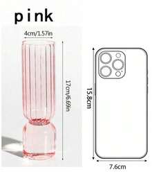 1pc Nordic Glass Vase Colored Transparent Flower Arrangement Container Plant Hydroponic Flower Vase Desktop Ornament Home Decoration Back To School Room Decor School Supplies - Multicolor - View 13