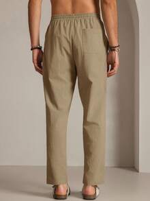 HIMLAND 男士梭织休闲日常年轻商务纯色裤 - 棕色 - 查看 3