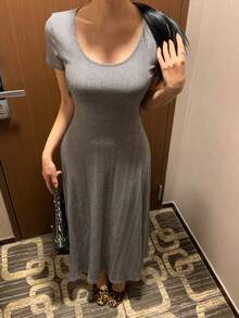 FRIFUL 女士圆领修身A字性感甜美长款连衣裙夏季吊带裙 - 灰色 - 查看 6