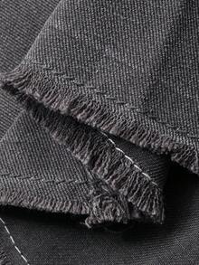 Livesso 女士宽松商务休闲高开衩直筒牛仔裙，时尚百搭，适合办公室、街头穿着，春夏皆宜 - 灰色 - 查看 9