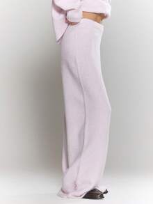 MUSERA Wide Leg Button Detail Knit Co-Ord Trousers Only Winter Going Out Everyday Night Out Casual Cool Streetwear Washed Evening Party Elegant Christmas - Baby Pink - View 3