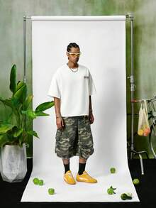 PAVTROS 男士休闲宽松印花短袖T恤，百搭夏季复古男士图案宽松T恤 - 白色 - 查看 2