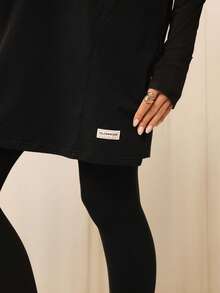 GLOWMODE X Reem Modest Pima 棉质 Mighty Midi 柔软透气轻盈侧开衩茧型 T 恤连衣裙 日常休闲装 - 黑色 - 查看 5