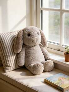 Cute Bunny Or Pig Plush Doll Soft Stuffed Animal Toy, Cozy Fluffy Cartoon Pillow, Warm Comfort Plush Holiday Gift For Kids, Toddlers, Bedroom Decor - Multicolor - View 6