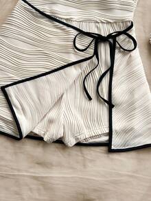 Soleia Mono sin mangas con textura para mujer, adecuado para vacaciones - Blanco y Negro - Ver 6