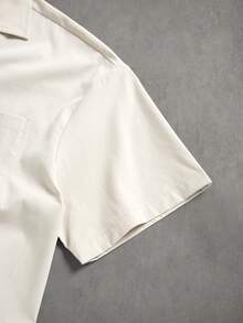 STYNVO Men's Casual Short Sleeve Front Button Lapel Neck Fashion Shirt, Summer - Beige - View 5