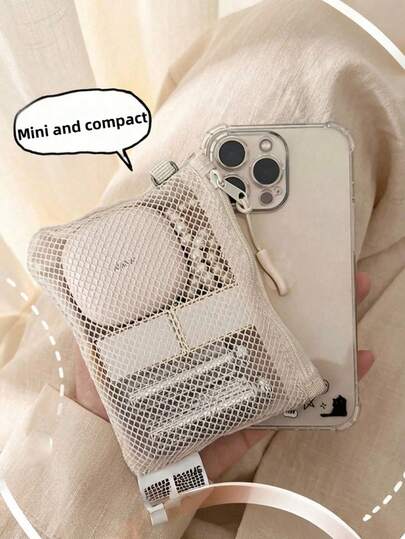 Madebyblanc 1 件装大容量多功能拉链网眼多隔层安全闭合透明面板便携轻便收纳袋多色化妆品收纳袋，可收纳化妆品、耳机、硬币、小饰品，适合旅行、日常使用、学校、办公室、女性学生、旅行者，四季皆宜，时尚实用，是理想的礼物之选。热销新品，热门商品。