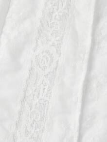 SHEIN MOD 女士纯色蕾丝拼接打结优雅阔腿裤 - 白色 - 查看 4