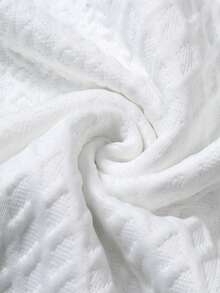 EGENSIO Men's Knitted Jacquard Textured Solid Color Ribbed Collar Polo Shirt - White - View 5