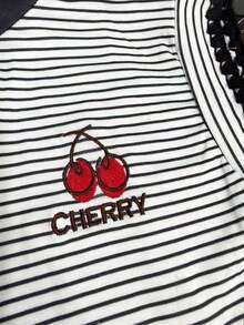Resyla Women's Striped Round Neck Cherry Embroidery Graphic Casual Everyday Short Sleeve T-Shirt - Multicolor - View 4