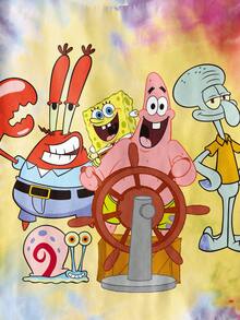 SpongeBob SquarePants | SHEIN Young Girls Minimalist Print Round Neck Short Sleeve T-Shirt - White - View 4