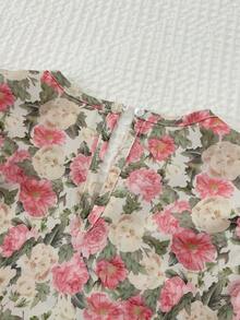 SHEIN 少女碎花无袖休闲连衣裙配斜挎包 - 粉色 - 查看 7