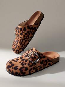 Solecia Ciabatte da donna casual con stampa leopardata, tomaia , suola leggera, senza back, tacco a zeppa, adatte per interno/esterno, primavera/autunno - Multicolore - Visualizzare 6