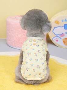 PETSIN Blue Cute Minimalist Casual Home Bear Pattern Soft Fabric Lightweight Breathable Pet Vest, Suitable For Cats & Dogs, Popular In Europe & US, Spring/Summer - Multicolor - View 7