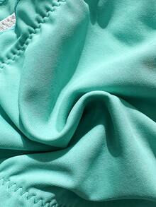 SHEIN Swim Summer Beach Frill Triangle Tie Side Bikini Set - Mint Blue - View 5