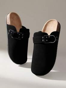 Solecia Women's Casual Versatile Commute Simple Buckle Flats - Black - View 2