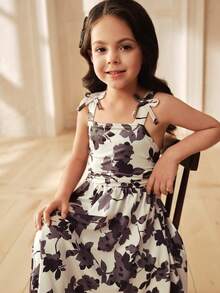 SHEIN Young Girl' Ditsy Floral Dress, Suitable For Daily Outings And Vacation - Multicolor - View 7