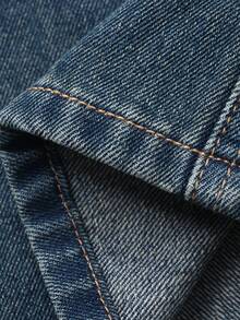 DAZY Quần jeans ống rộng thoải mái có túi hộp dành cho bé trai tuổi teen - Rửa tối - Xem 9