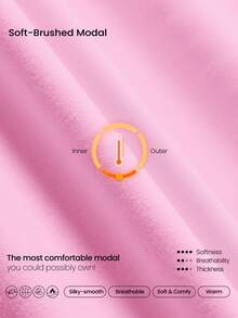 GLOWMODE Modal Soft Warm Curved Bubble Hem Waist Length Oversized Ribbed Cuffs High Neck Pullover Sweatshirt Daily - Pink - View 4