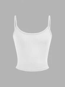 Tween Girl Casual Sports Minimalist Basic Knit Solid Color Fitted Cropped Tank Tops 4pcs Set Tween Girl - Burgundy - View 10