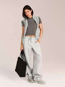 GLOWMODE 情人节款 Pima 棉休闲超柔软透气轻盈弹力撞色缝线修身圆领T恤，适合健身房、运动工作室和日常休闲穿着 - 深灰色 - 查看 6