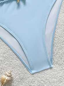 Soleia Solid Blue Macrame Starfish Bikini Set - Blue - View 6