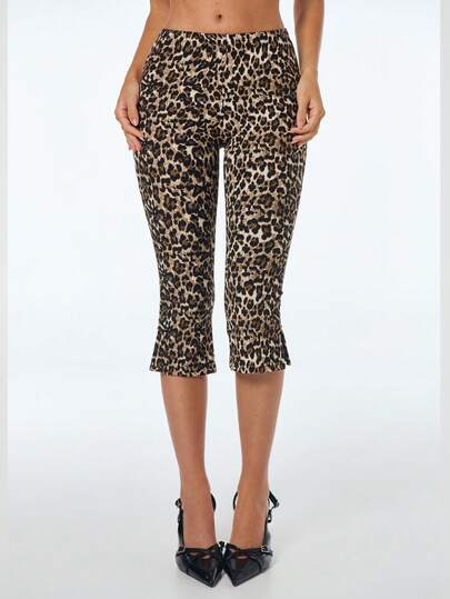 Sweetina 夏季女士休闲豹纹七分裤