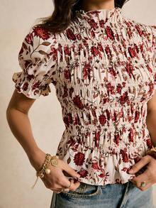 Poéselle Áo kiểu peplum nhún bèo họa tiết hoa cho nữ – Áo tay phồng xếp ly cổ cao cho phong cách Cottagecore & Boho hàng ngày. Áo nhún bèo họa tiết hoa tay phồng, áo kiểu Boho Chic, áo kiểu lãng mạn mùa thu, áo cổ đứng tay raglan ngắn tay xếp nếp viền bèo, áo kiểu họa tiết hoa nhí, áo kiểu mùa hè đi biển, áo kiểu thanh lịch cho nữ, áo kiểu họa tiết hoa, áo kiểu họa tiết hoa nhí cho nữ. - Nhiều màu - Xem 5