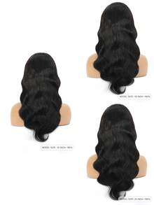 360°全蕾丝真人发假发，150%自然波浪卷发，预先拔毛，隐形蕾丝前额黑色假发，适合女性新娘发型，无需胶水，真人发假发，蕾丝前额假发，100%纯手工制作，隐形360°全蕾丝假发，自然黑色，适合婚礼、生日派对等场合。 - Natural Black - 查看 4