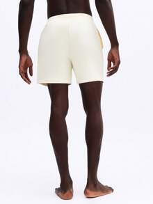 SUMWON 经典泳裤沙滩短裤，抽绳腰带，纯色夏季泳装 - 黃色 - 查看 2