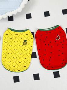 PETSIN Pet Spring New Dog Clothes Animal Supplies Pet Clothing Dog Tank Top Cat T-Shirt Teddy Outfits Small Animal Attire Casual Cool Tank Top Dog Clothes Cat Clothes Two-Season Spring & Summer New Tank Top - Multicolor - View 4