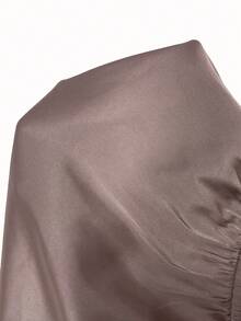 MainGRL Old Money Sleeveless Satin Camisole Top, Regular Hem, Solid Color Design, Cold Shoulder Top - Khaki - View 7