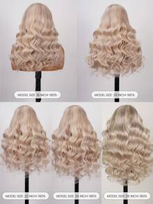ALL READY WIG 金色亮点 P10/613 升级版 13x6 蕾丝前部真人发波浪卷发预剪耳间蕾丝易戴无胶 18-26 英寸彩色真人发假发节日夏季风格 - S10/613 - 查看 9