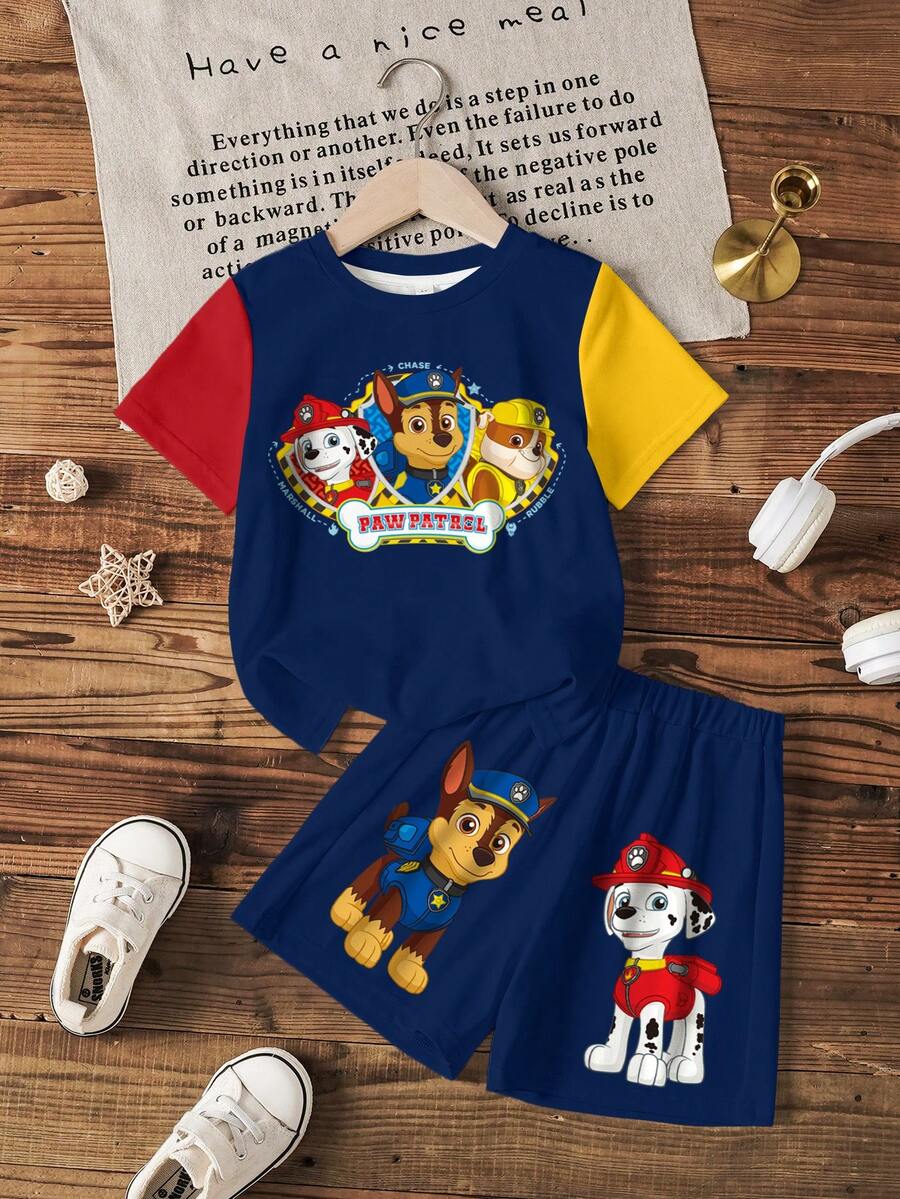 SHEIN | PAW Patrol Young Boys T-Shirt Set - White - View 1