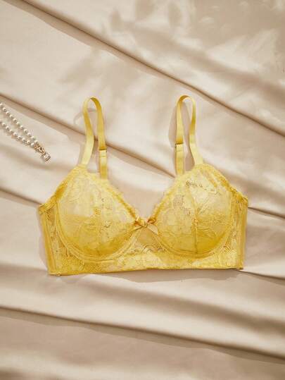 Charlaine Underwire, Lace Patchwork, Sheer, Romantic French Style, Lift Up Women's Bra