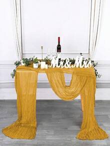 35 * 71/118/157 Inch Cheese Cloth Table Runner & Napkin, Countryside Transparent Table Runner,Bohemian Style Table Runner Suitable For Wedding Decoration/Garden Arch,Perfect For Wedding,Holiday,Party,Decoration,Home Decor (Multiple Colors Available) - Turmeric - View 12