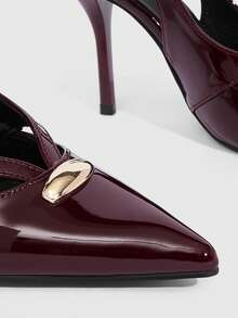 CUCCOO SZL 女士深红色时尚经典简约搭扣通勤办公休闲细高跟鞋 - 紅木色 - 查看 5