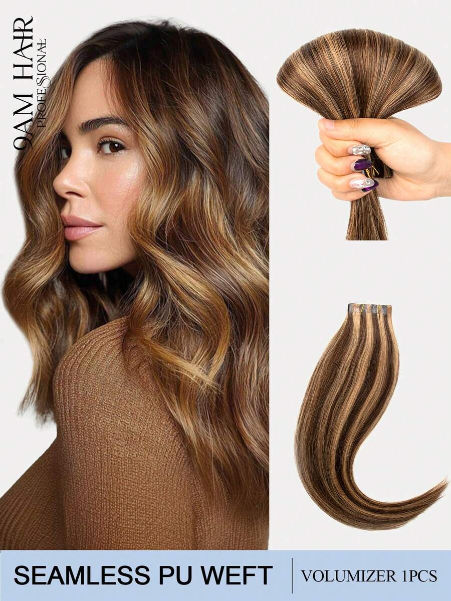 PU Tape Weft Human Hair , No Glue Tape-In Hair Extensions, Seamless PU Skin Weft, 40G-50G, For Fine Hair, Pre-Sealed With Sew-In Clips,Tapes,Sew In Micro Links - S4-27 - View 1