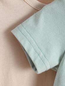 SHEIN Bộ áo liền quần 4 món cho bé sơ sinh, chất liệu cotton nguyên chất, mềm mại và thoải mái, thích hợp mặc ở nhà vào mùa xuân/hè. - Nhiều màu - Xem 5