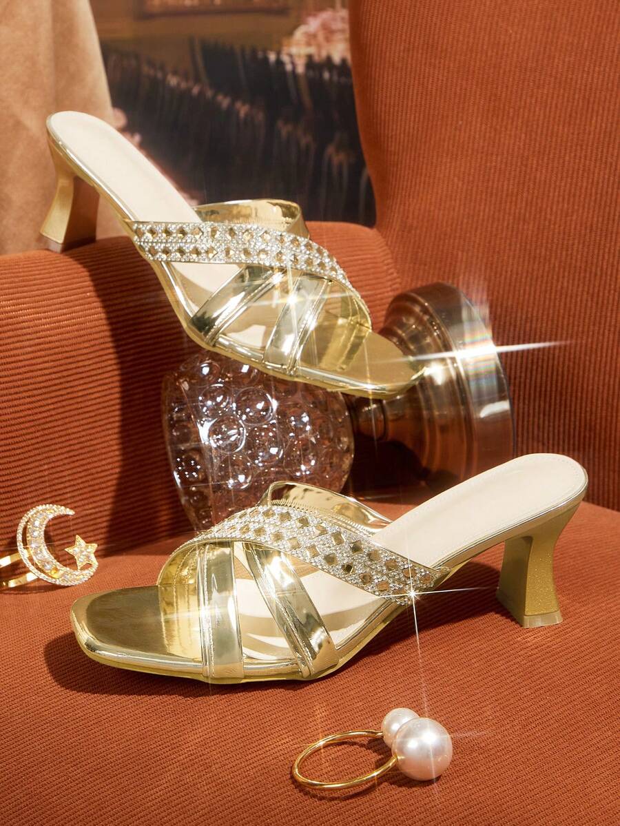 CUCCOO TILAWA Gorgeous Feng Shui Diamond High-Heeled Sandals Women's Versatile Sandals - Gold - View 1