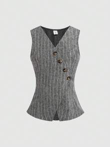 Tween Girls Casual V-Neck Asymmetrical Hem Top And Pants Set - Brown - View 6