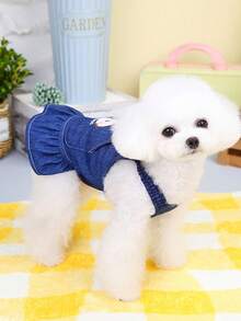 PETSIN 狗狗服装、猫咪服装、动物裙装、宠物春夏新品系列、幼犬连衣裙、公主风百搭连衣裙、条纹印花、小型动物服装、清凉防晒霜 - 彩色 - 查看 10