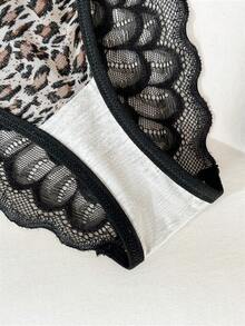 Women's Sexy Leopard Print Lace Patchwork Panties - Multicolor - View 4