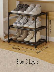1PC Steel Pipe & Plastic Simple Shoe Rack, Space-Saving Under-Bed Shoe Storage Organizer, Multi-Tier Entryway Shoe Rack - Multicolor - View 2