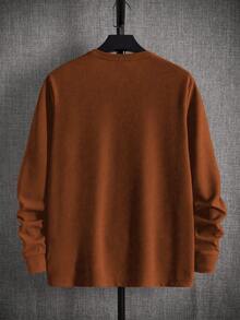 HIMLAND 男士休闲印花针织长袖T恤 - 棕色 - 查看 2