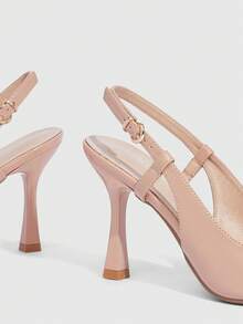CUCCOO SZL Pantofi de damă cu toc înalt, subțire, cu toc înalt, culoare caisă, Slingback, pentru femei, pantofi cu toc înalt, simpli și eleganți, la modă, sexy, pentru petreceri și banchete, pantofi cu toc înalt pentru femei - Cais în oglindă - Vizualizare 5