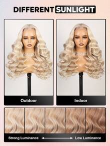 ALL READY WIG 金色亮点 P10/613 升级版 13x6 蕾丝前部真人发波浪卷发预剪耳间蕾丝易戴无胶 18-26 英寸彩色真人发假发节日夏季风格 - S10/613 - 查看 12